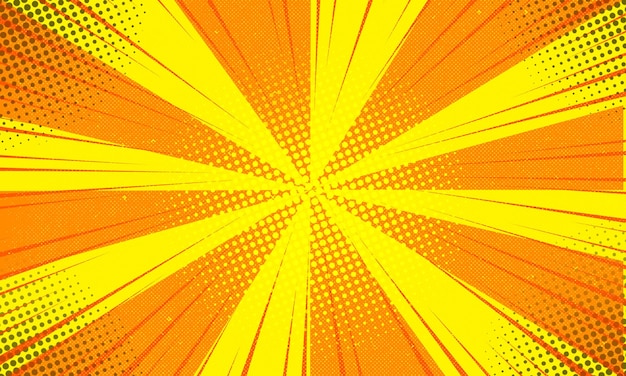 Pop art Yellow sun burst comic zoom coloré demi-teinte vintage toile de fond pour texte de super-héros comique