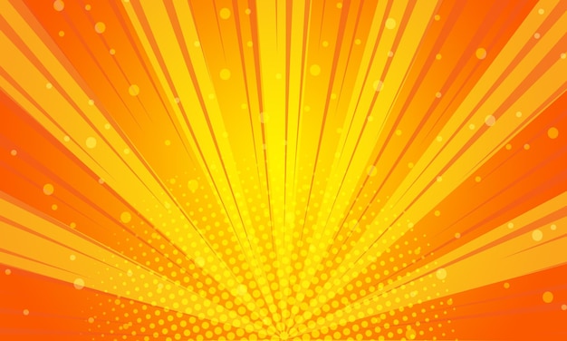 Pop art Yellow sun burst comic zoom coloré demi-teinte vintage toile de fond pour texte de super-héros comique