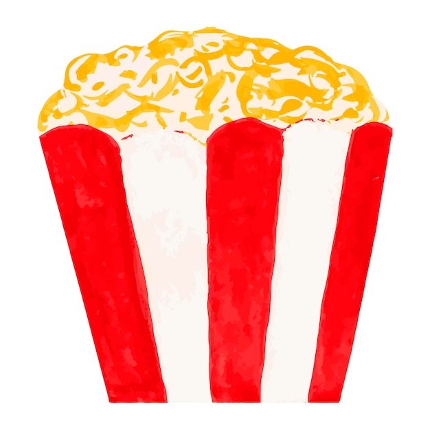 Pop-corn aquarelle isolé sur fond blanc pour le menu de l'affiche de la bannière