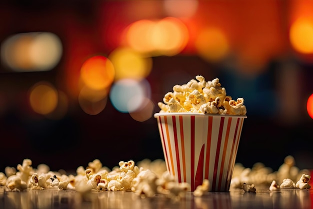 Pop-corn avec arrière-plan flou