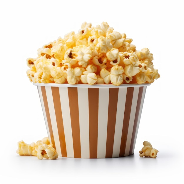 Pop-corn dans une boîte en papier isolé sur fond blanc