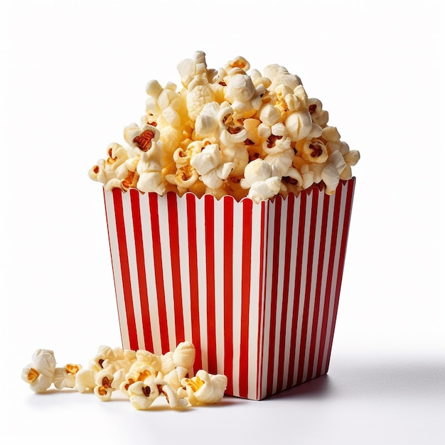 Pop-corn dans un paquet sur fond blanc