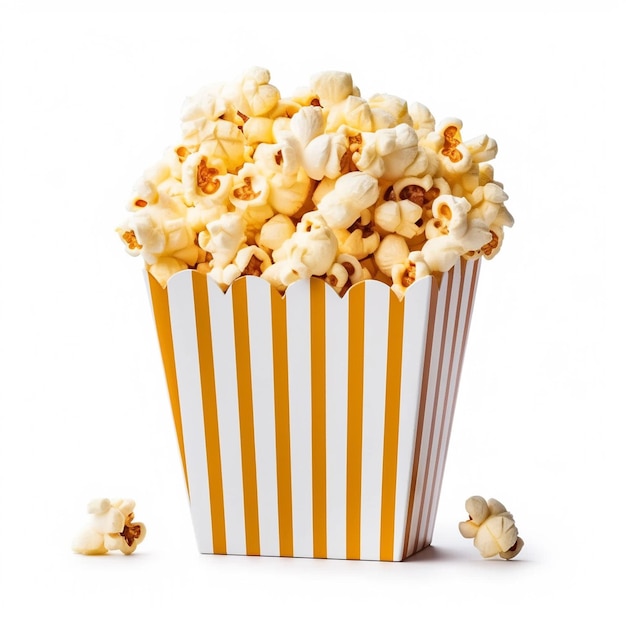 Photo pop-corn dans un paquet sur fond blanc