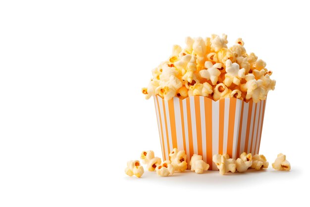 Photo des pop-corn sur fond blanc