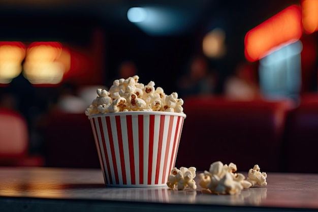 Pop-corn avec un fond flou