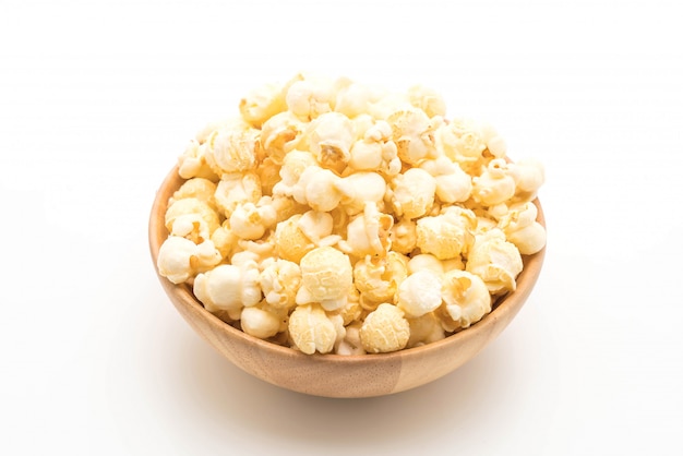 pop-corn sucré sur blanc