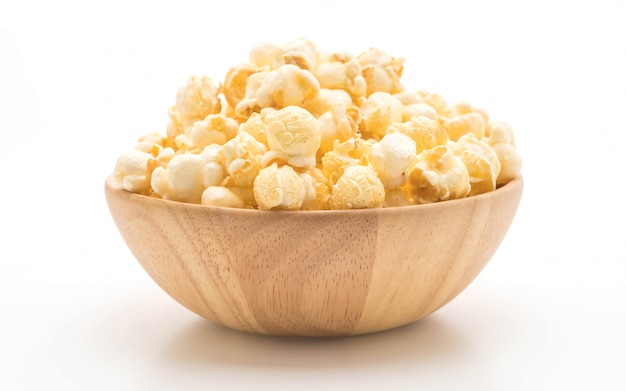 pop-corn sucré sur blanc