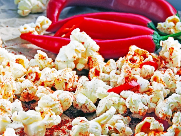 Photo popcorn épicé au piment