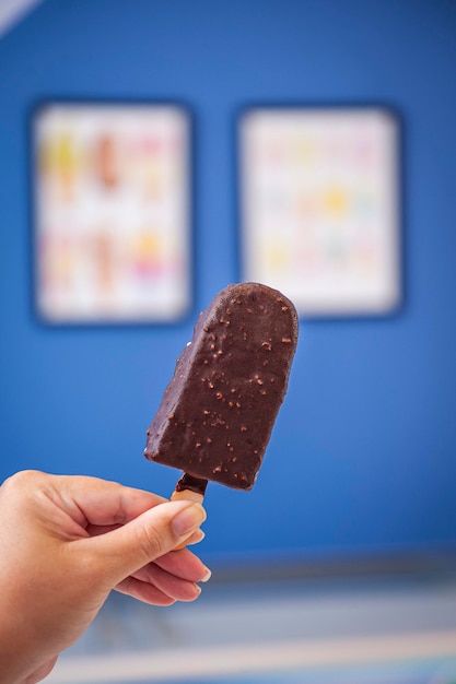 Popsicle de style XAEskimo recouvert de chocolat Copier l'espace