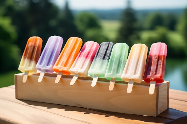 Popsicles faits maison sur un stand de Popsicle