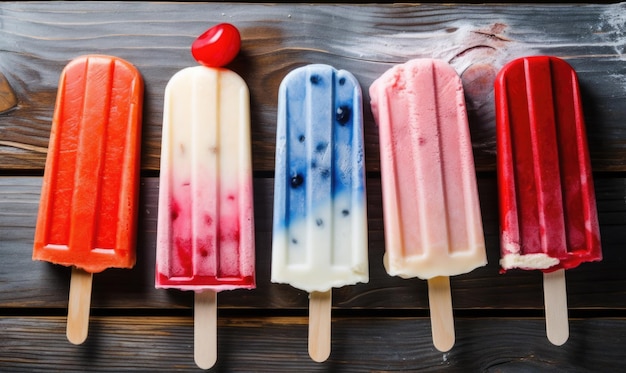 Popsicles patriotiques rouges blancs bleus pour le 4 juillet