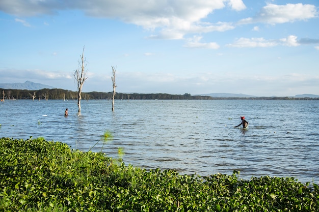 Les populations locales pêchent sur le lac Naivasha. Kenya