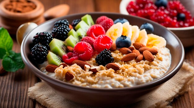 Porridge avec baies et noix nourriture saine