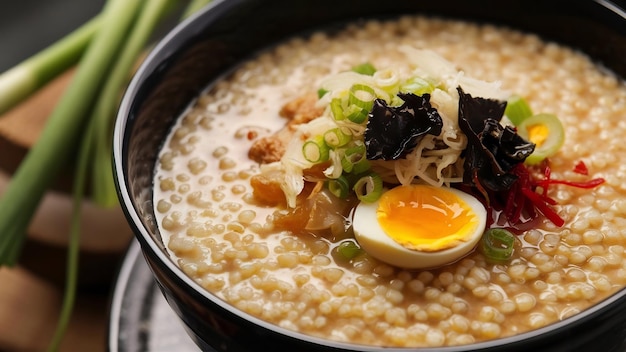 Photo porridge de congee de millet prêt à servir