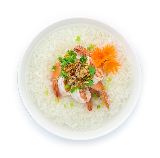Porridge de riz bouilli aux crevettes cuisson savoureux Maincorse