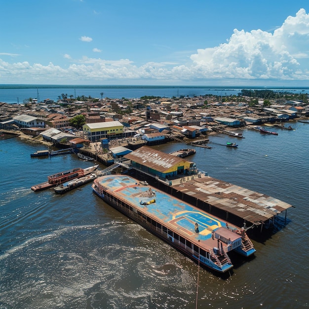 Photo le port flottant de manaus sur le fleuve amazon