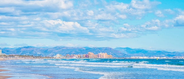 Port Sa Playa, Valence, Espagne - 19/03/2019: photo panoramique journée ensoleillée à Port Saplaya, la petite Venise de Valence