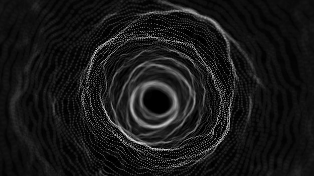 Portail 3d abstrait Tunnel ou trou de ver Tunnel de surface filaire 3D rendu 3d