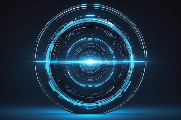Portail et hologramme cercle futuriste sur fond bleu isolé