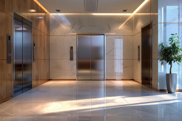 La porte de l'ascenseur est ouverte au bureau.
