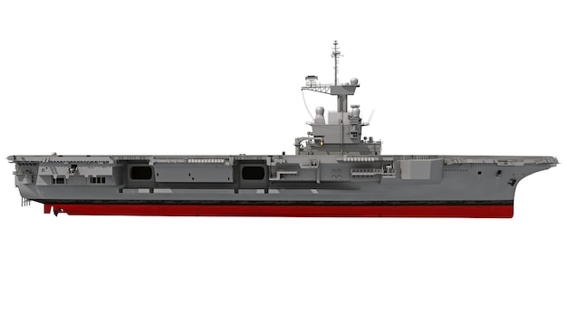 Porte-avions navire militaire 3D rendu navire sur fond blanc