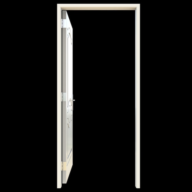 Porte blanche Un point d'accès spacieux présenté sur un fond d'isolation blanche pure