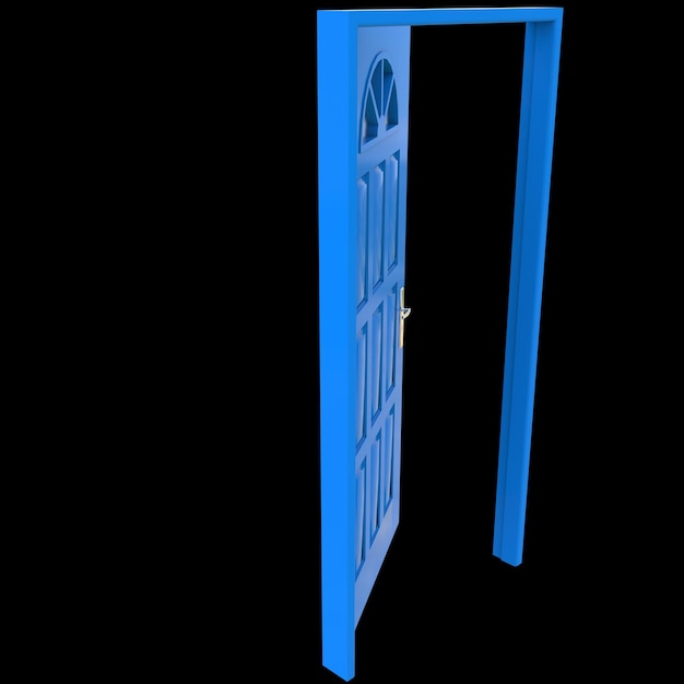 Une porte bleue Une entrée accueillante représentée sur un fond blanc isolé