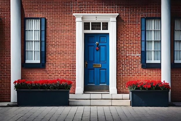 une porte bleue avec un signe rouge qui dit 3 dessus.