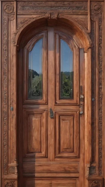 Une porte en bois avec un cadre en bois