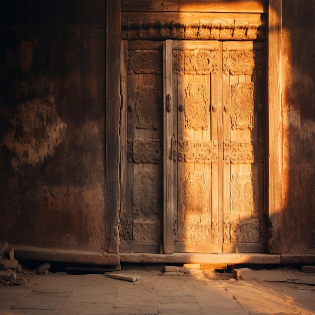 Porte en bois dans un château médiéval