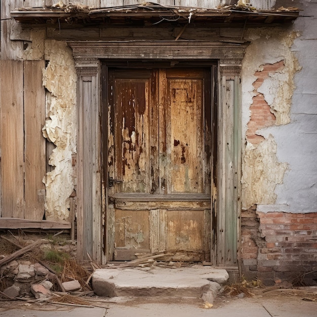 Porte en bois en décomposition