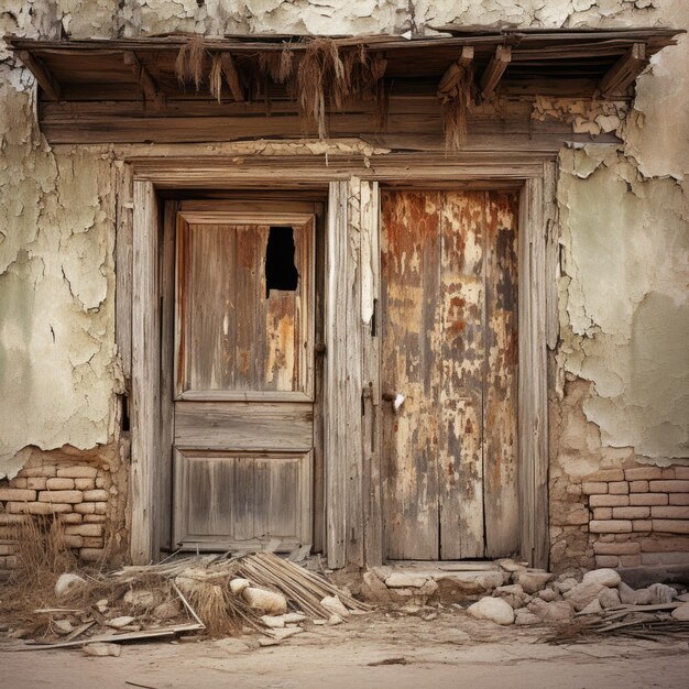 Porte en bois en décomposition