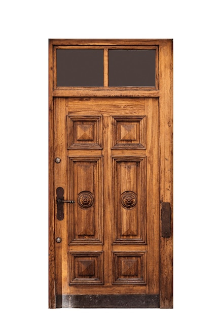 Porte en bois Vintage isolé sur fond blanc