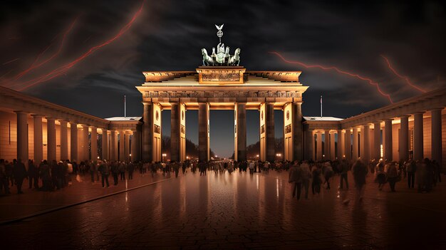 La porte de Brandebourg à Berlin la nuit en Allemagne