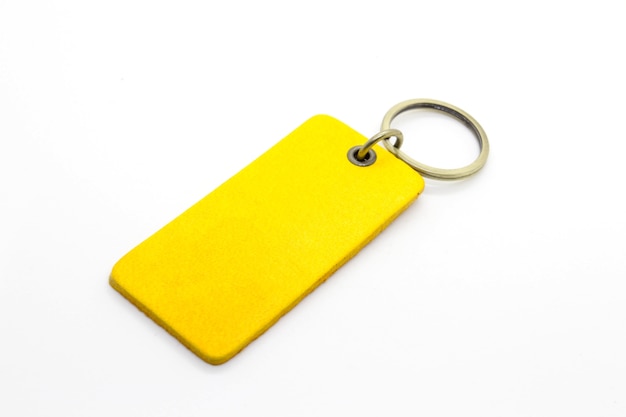 Porte-clés en cuir jaune