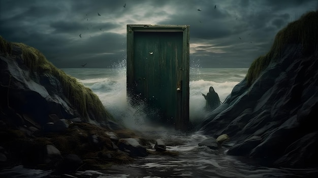 Photo une porte dans l'océan