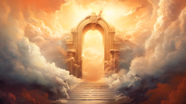 La porte d'entrée du refuge dans le nuage au-dessus du ciel