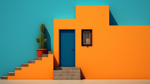 Porte d'entrée fauviste colorée, une fusion de styles architecturaux mexicains et américains