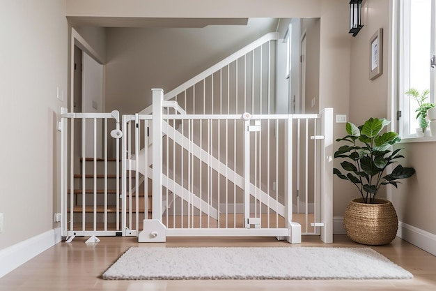 Porte D'escalier De Sécurité Pour Bébé Blanche Protectrice Dans L