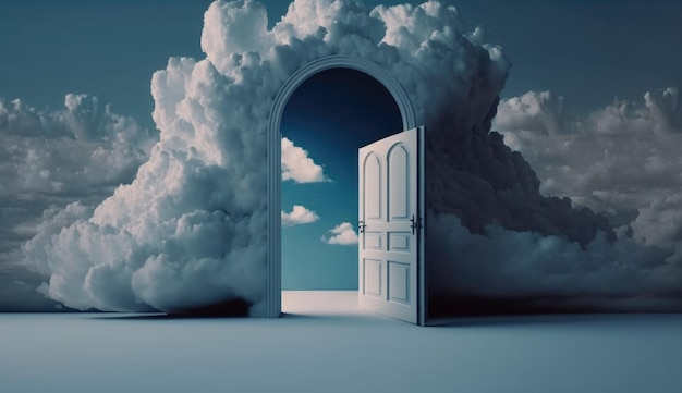 Une porte est ouverte sur un nuage