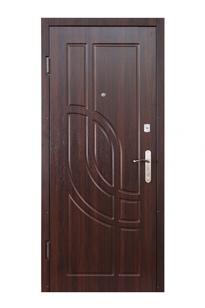 Porte fermée en bois marron