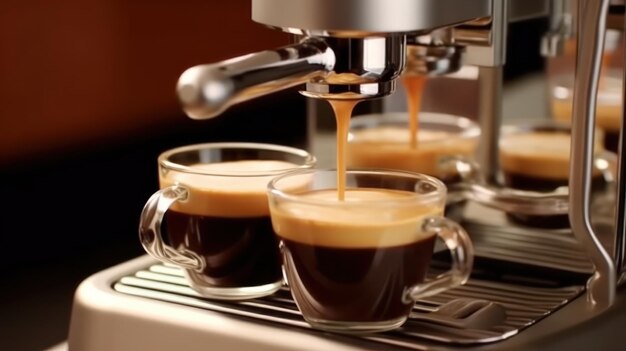 porte-filtre_machine_pours_fresh_coffee_into_cappuccino