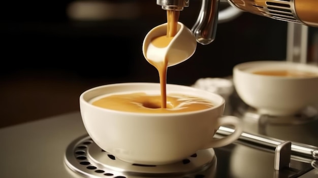 porte-filtre_machine_pours_fresh_coffee_into_cappuccino