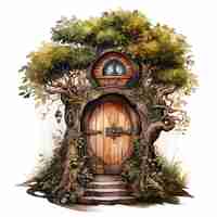 Photo la porte de la forêt, la porte magique de la maison des fées.