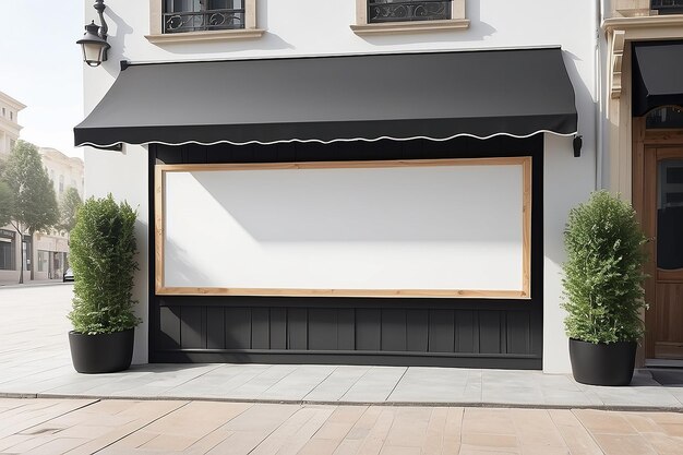 une porte de garage noire avec un cadre blanc qui dit blanc