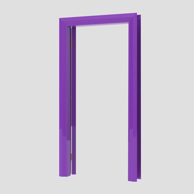 Porte intérieure en bois violet ensemble illustration différente ouverte fermée fond blanc isolé