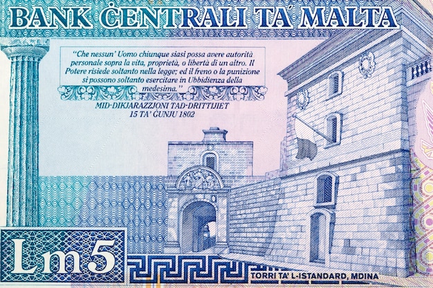 Porte de Mdina de la lire maltaise