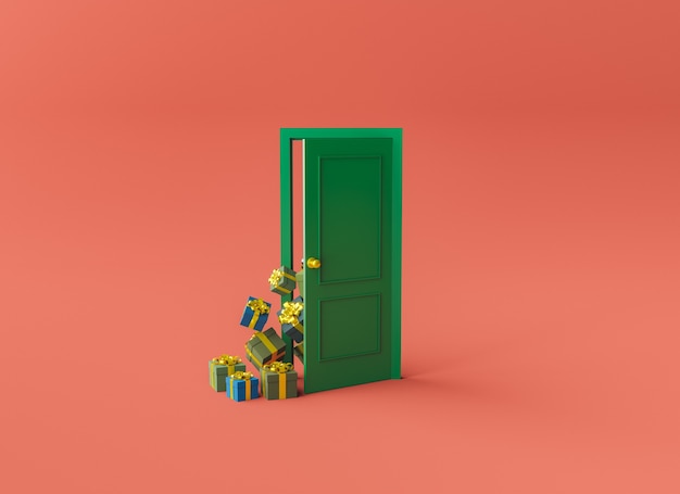 porte minimale avec des cadeaux furtivement