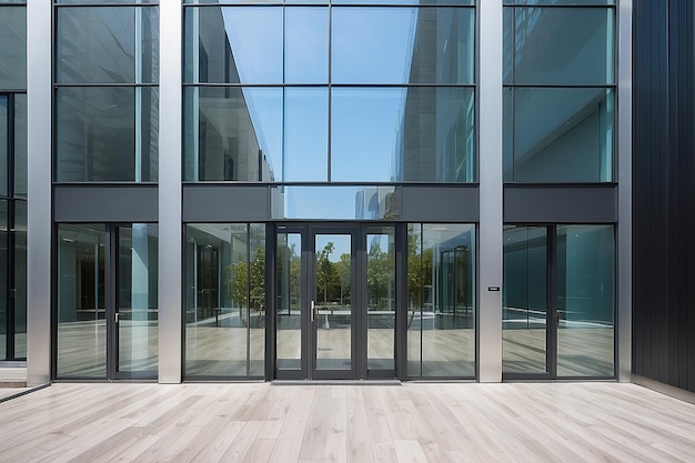 La porte d'un nouveau bâtiment de bureaux contemporain