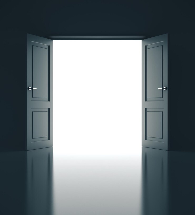 Photo la porte d'oden dans l'intérieur de la pièce grise